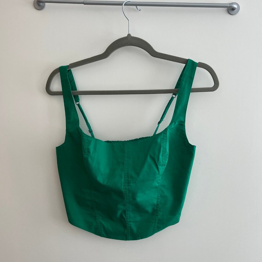 Green Abercrombie Poplin Corset Tank